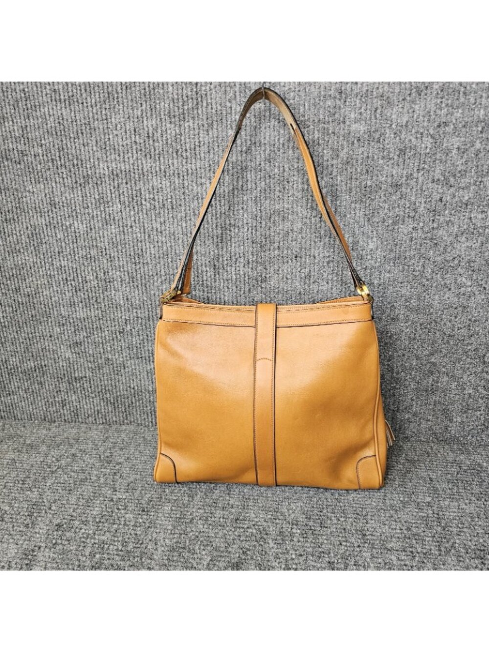Vintage Mark Cross carmel Leather Gold Hardware 3-Pocket Tote Shoulder Bag Purse - Picture 4 of 13